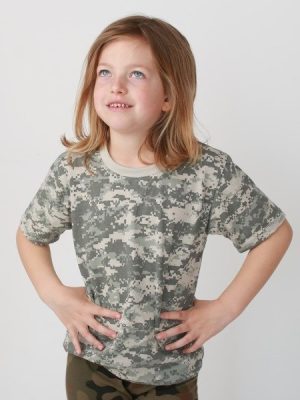 T-shirt moro dziewczęcy w kamuflażu ACU pixele amerykańskie.