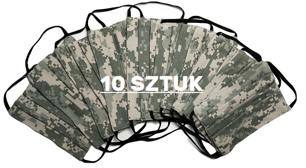 10 maseczek ochronnych moro 3 warstwy
