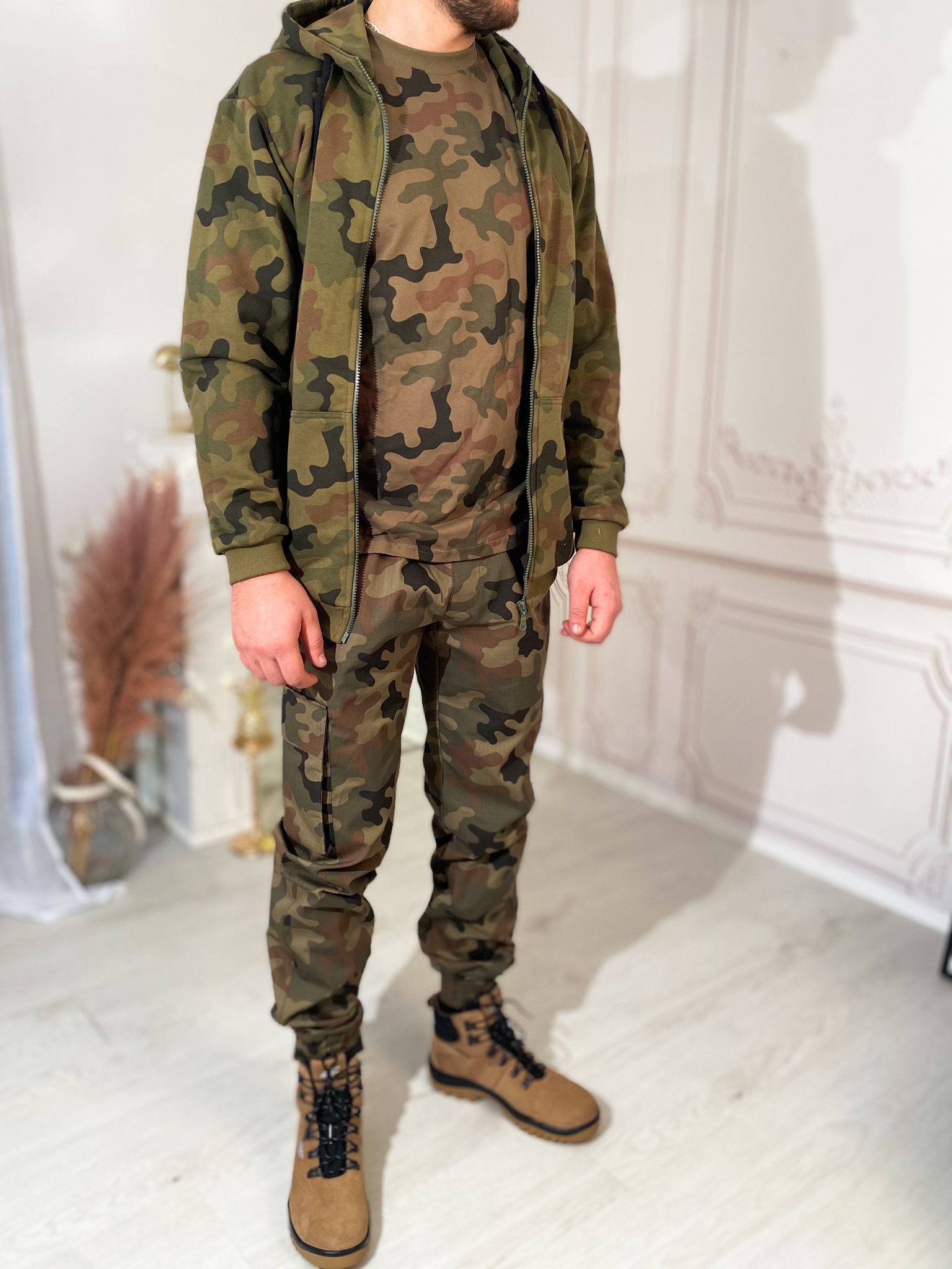 Bluza dresowa moro męska z kapturem WZ.93 kamuflaż leśny - obrazek 3