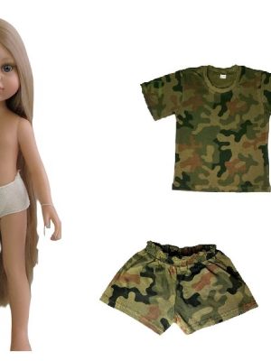 Lalka 32cm blond włosy szorty i t-shirt moro Wz-93