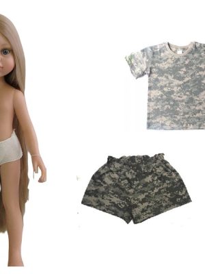 Lalka 32cm blond włosy szorty i t-shirt moro acu pixel