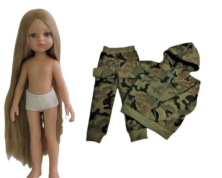 Lalka 32cm blond włosy w dresie moro WZ-93