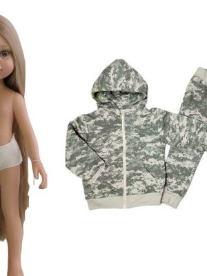 Lalka 32cm blond włosy w dresie moro kamuflaż acu pixel