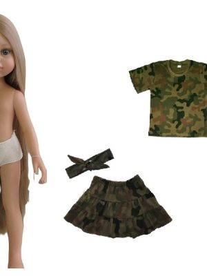 Lalka 32cm blond włosy w t-shircie i spódniczce moro WZ-93