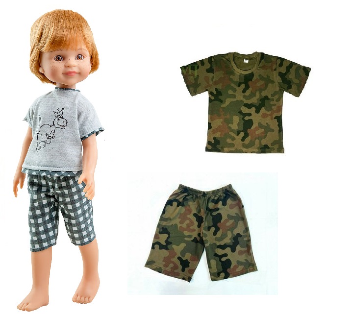 Lalka 32cm chłopiec szorty i t-shirt moro Wz-93 - obrazek 2