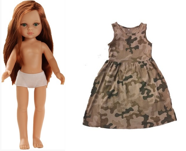Lalka 32cm kasztanowe włosy w sukience moro pustynne - obrazek 2