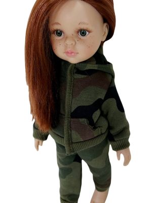 Lalka 32cm rude włosy w dresie moro WZ-93