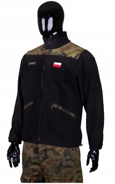 Polar wojskowy moro mundurowy gruba bluza czarna - obrazek 2